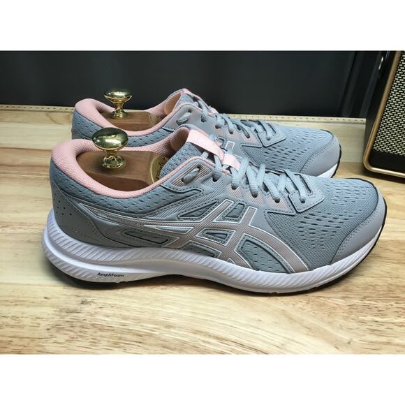 Asics Gel-Contend 8 Women 11 Gray Pink Lace-Up Low Top Athletic Running Sneakers - Picture 2 of 9